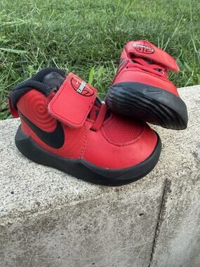 Nike Team Hustle red basketball shoes high tops sneakers toddler size 4c walking